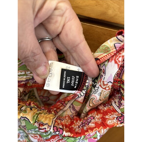 Shein Curve Lune Women Floral Open Front Kimono Shorts Set Pockets Duster 1XL - Picture 15 of 16